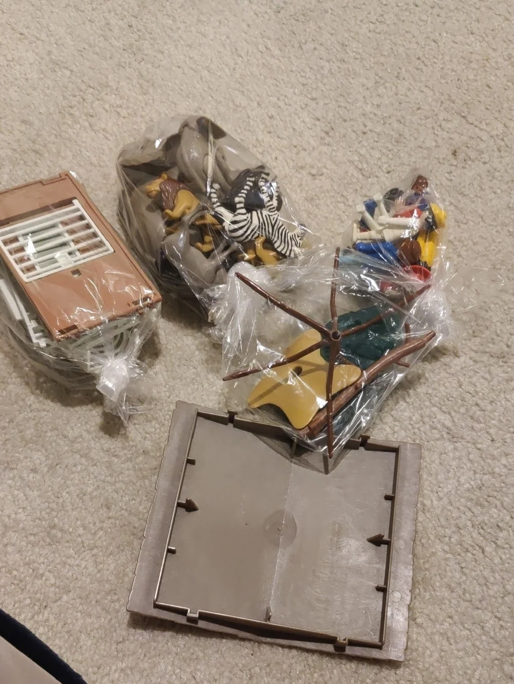 Vintage Playmobil Zoo People, Tree Accessories, White Fence & Brown House Random